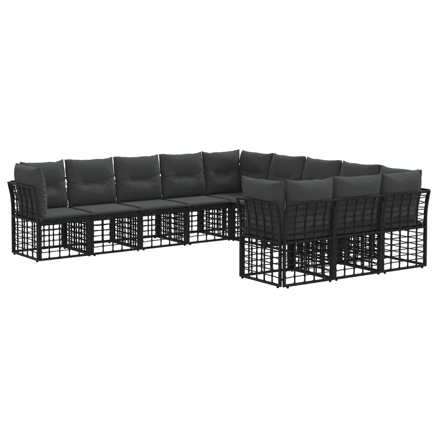 Buiten bankenset 8 pcs Zwart en Donkergrijs Polyester
