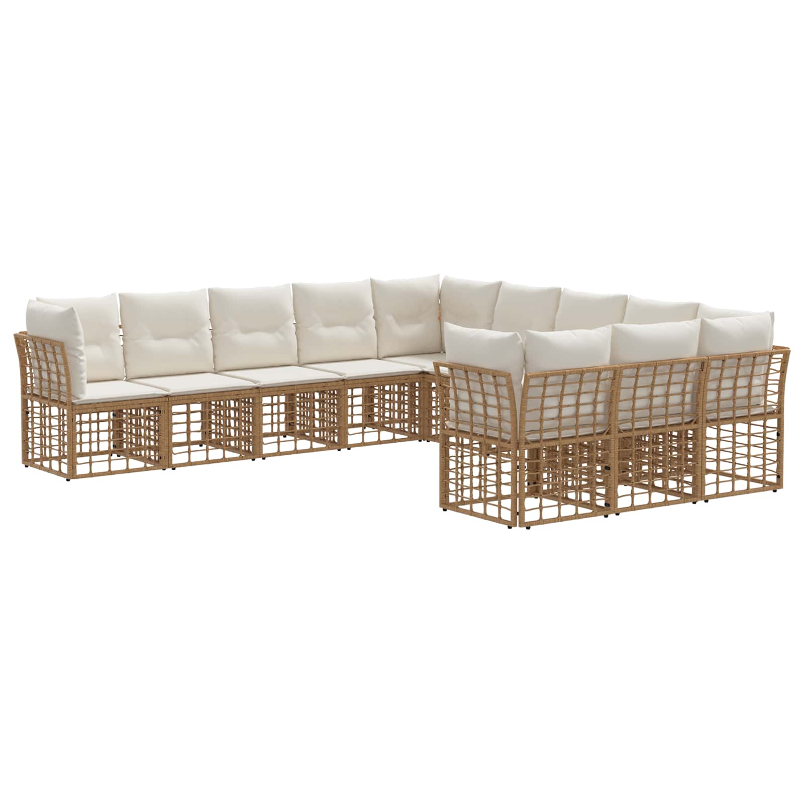 Buiten bankenset 8 pcs Natuurlijk en Crème Wit Polyester