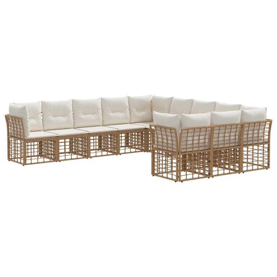 Buiten bankenset 8 pcs Natuurlijk en Crème Wit Polyester