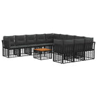 Tuinset 12-delig poly rattan zwart donkergrijs