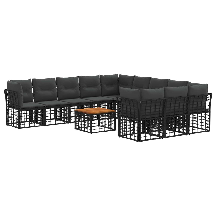 Buiten bankenset 12 pcs Zwart en Donkergrijs Polyester