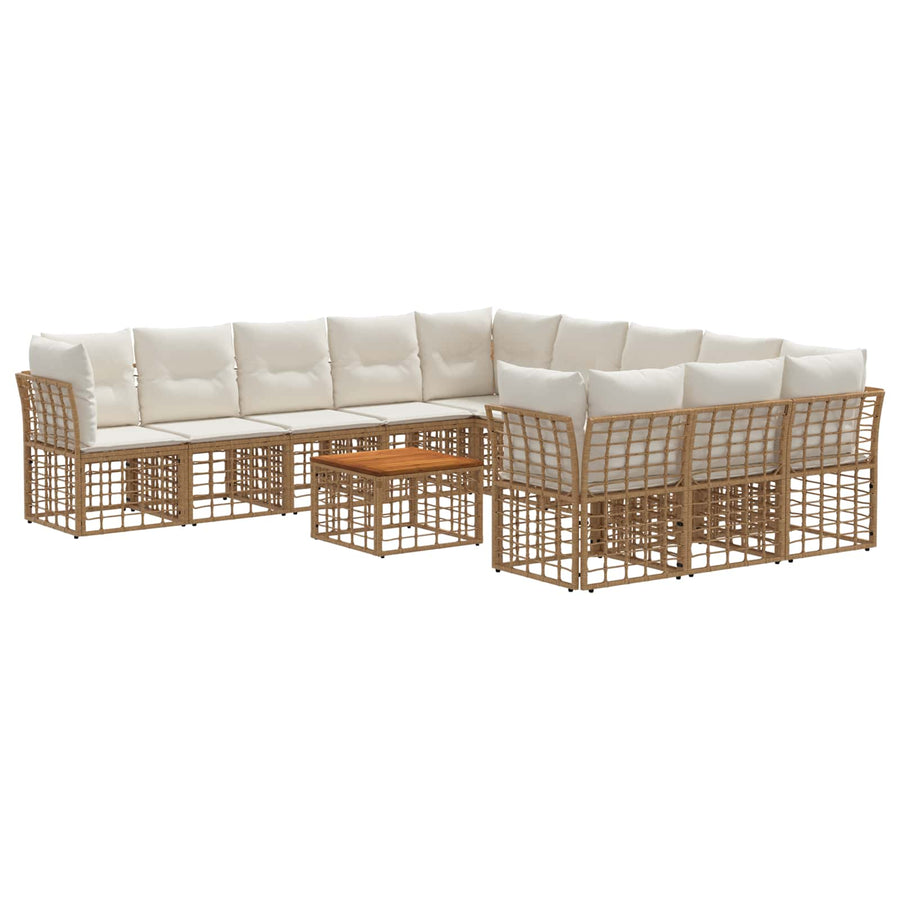 Buiten bankenset 12 pcs Natuurlijk en Crème Wit Polyester