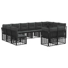 Tuinbankenset 12-delig polyrattan zwart donkergrijs