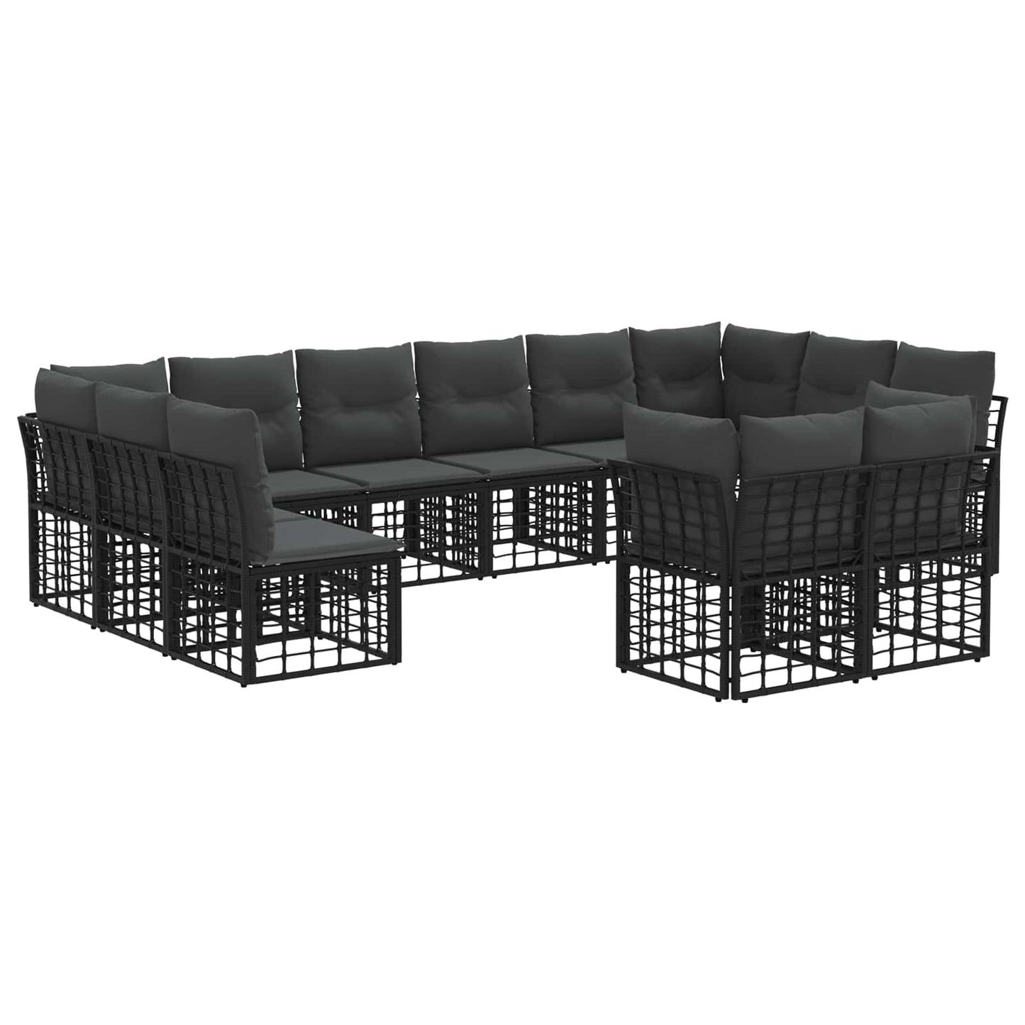 Buiten bankenset 12 pcs Zwart en Donkergrijs Polyester