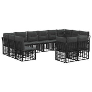 Tuinbankenset 12-delig polyrattan zwart donkergrijs