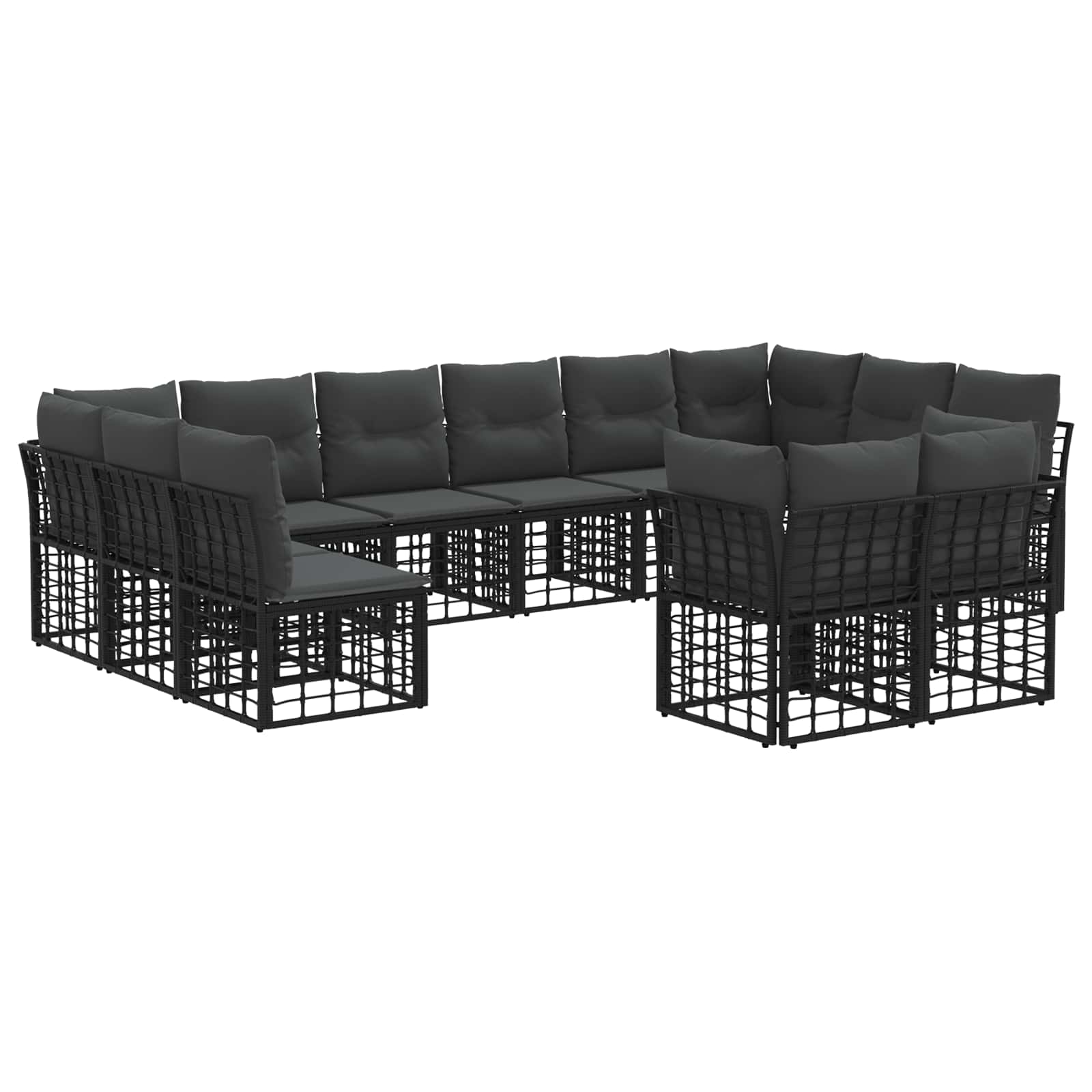 Buiten bankenset 12 pcs Zwart en Donkergrijs Polyester