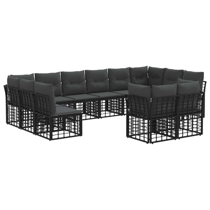 Buiten bankenset 12 pcs Zwart en Donkergrijs Polyester