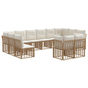 Tuinbankenset 12 personen poly rattan crème wit