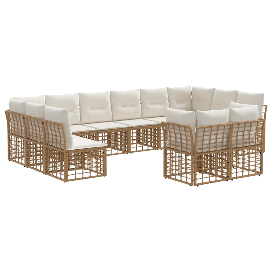 Buiten bankenset 12 pcs Natuurlijk en Crème Wit Polyester