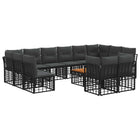 Tuinset 13-delig zwart donkergrijs poly rattan acaciahout
