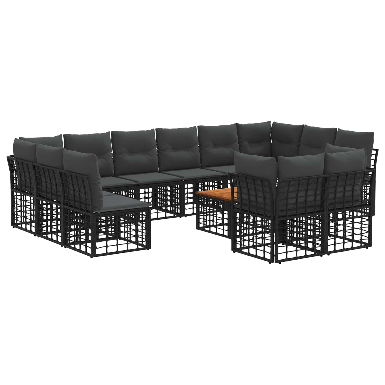 Buiten bankenset 13 pcs Zwart en Donkergrijs Polyester