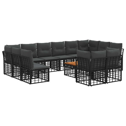 Buiten bankenset 13 pcs Zwart en Donkergrijs Polyester
