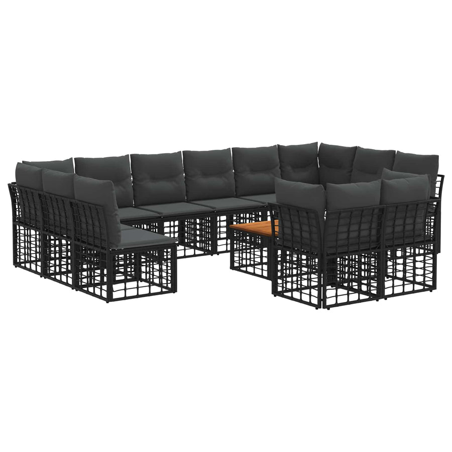 Buiten bankenset 13 pcs Zwart en Donkergrijs Polyester