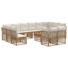 Tuinset poly rattan 13-delig natuurlijk crème wit