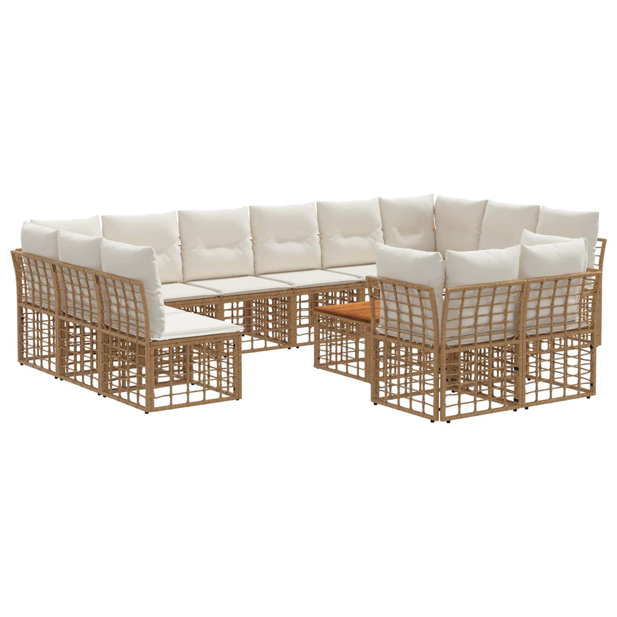 Buiten bankenset 13 pcs Natuurlijk en Crème Wit Polyester