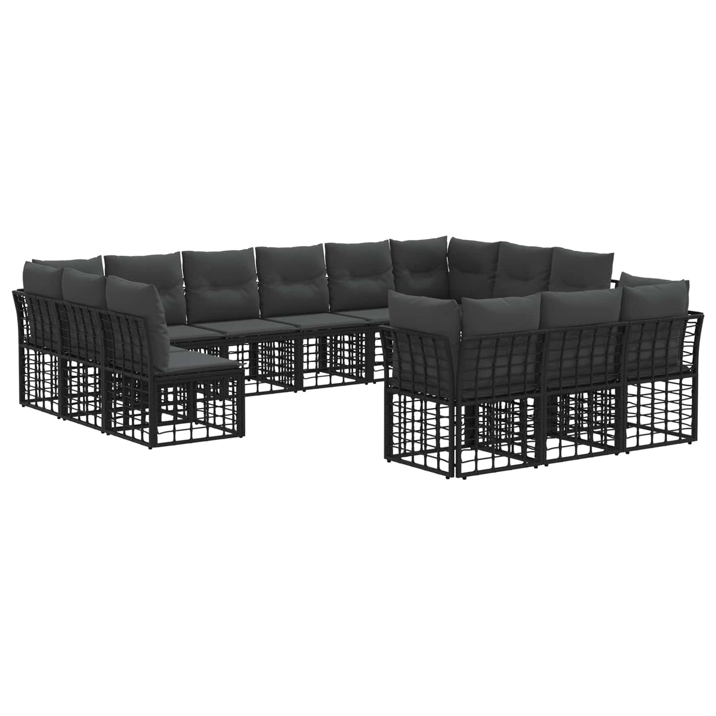 Buiten bankenset 13 pcs Zwart en Donkergrijs Polyester