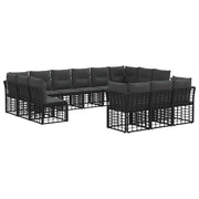 Tuinbankenset 13 personen zwart donkergrijs polyester