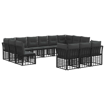 Buiten bankenset 13 pcs Zwart en Donkergrijs Polyester