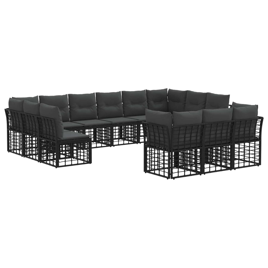 Buiten bankenset 13 pcs Zwart en Donkergrijs Polyester