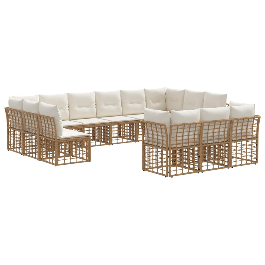 Buiten bankenset 13 pcs Natuurlijk en Crème Wit Polyester