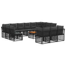 Buiten bankenset 14 pcs Zwart en Donkergrijs Polyester