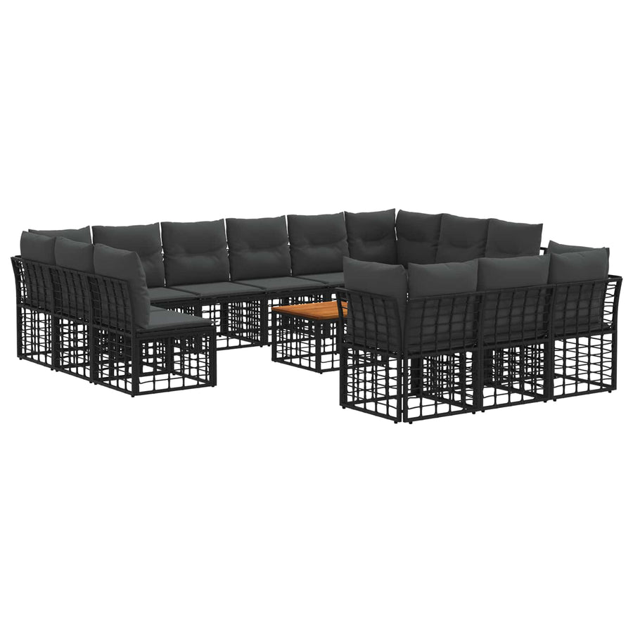 Buiten bankenset 14 pcs Zwart en Donkergrijs Polyester