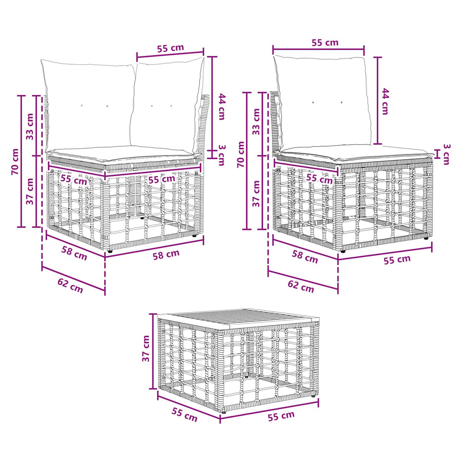 Buiten bankenset 14 pcs Zwart en Donkergrijs Polyester