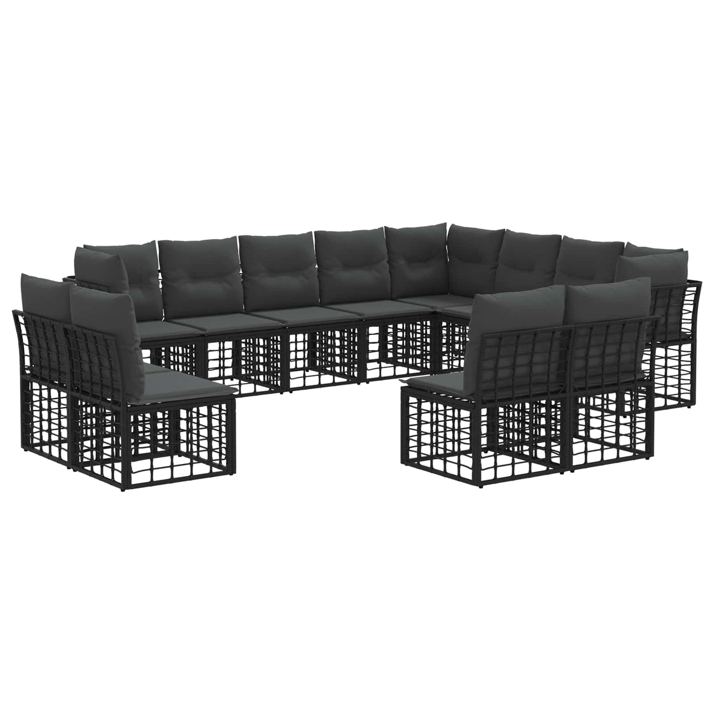 Buiten bankenset 12 pcs Zwart en Donkergrijs Polyester