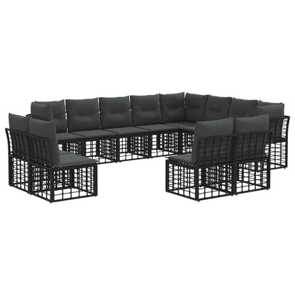 Buiten bankenset 12 pcs Zwart en Donkergrijs Polyester