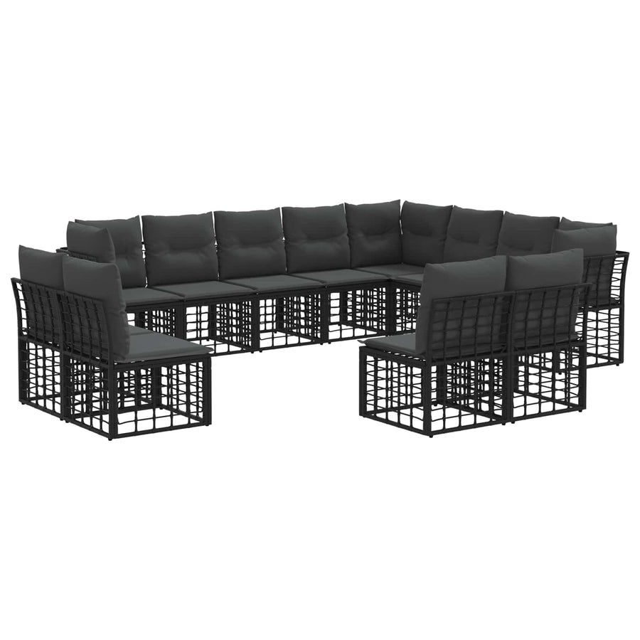Buiten bankenset 12 pcs Zwart en Donkergrijs Polyester