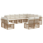 Loungeset 12 personen poly rattan crème wit