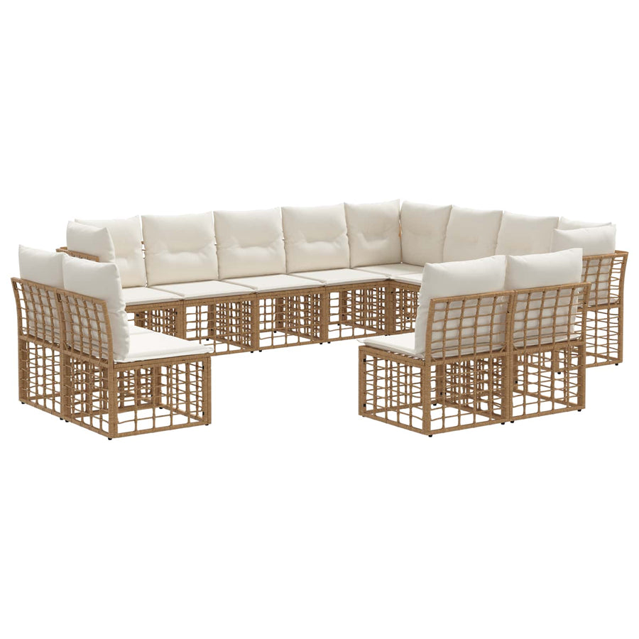Buiten bankenset 12 pcs Natuurlijk en Crème Wit Polyester