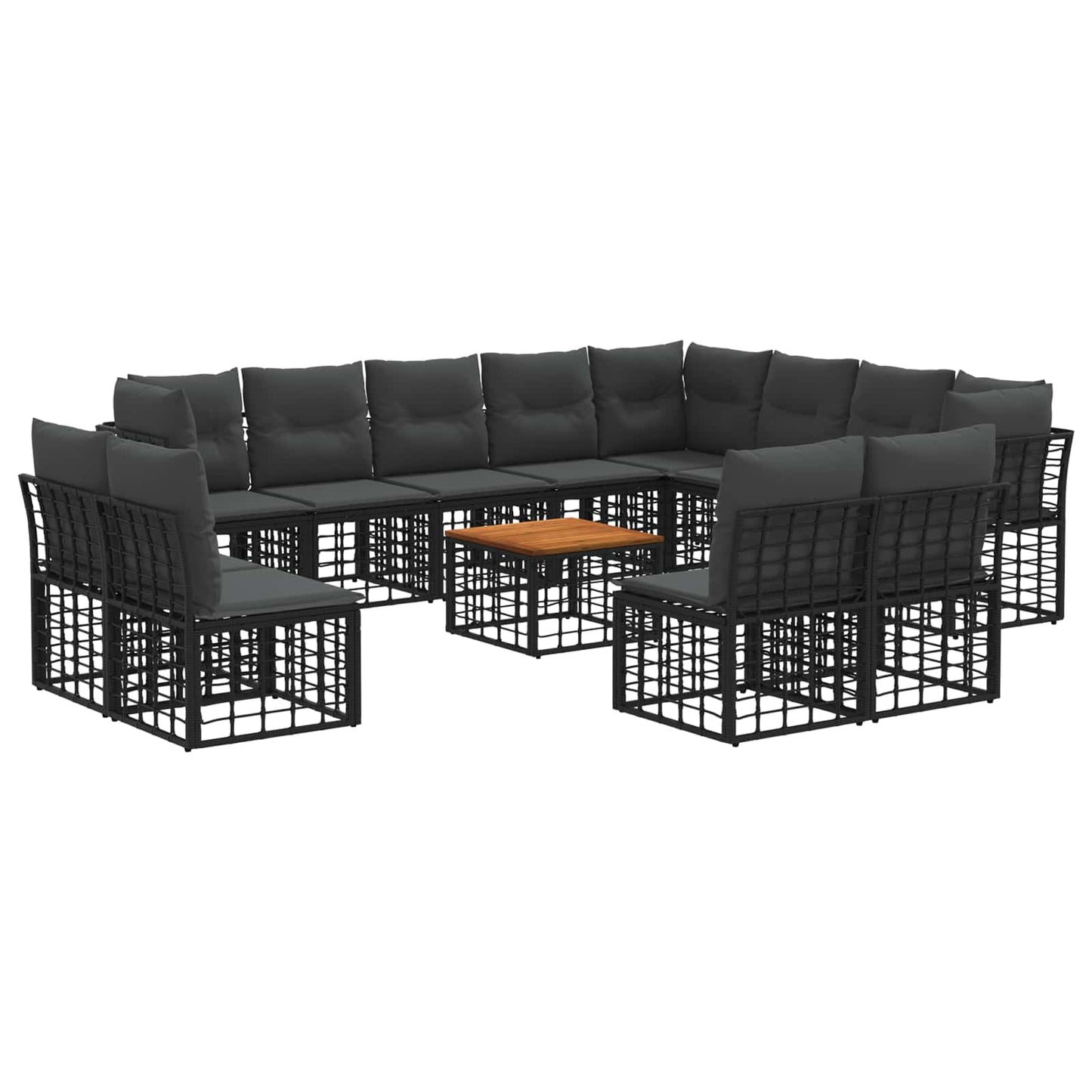 Buiten bankenset 13 pcs Zwart en Donkergrijs Polyester