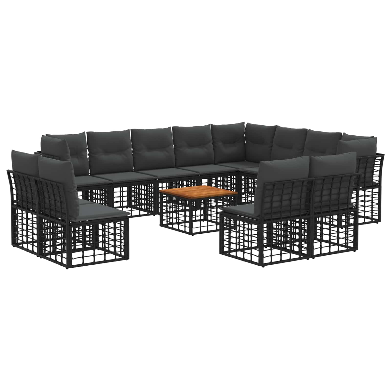 Buiten bankenset 13 pcs Zwart en Donkergrijs Polyester