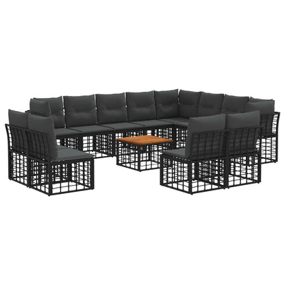 Buiten bankenset 13 pcs Zwart en Donkergrijs Polyester