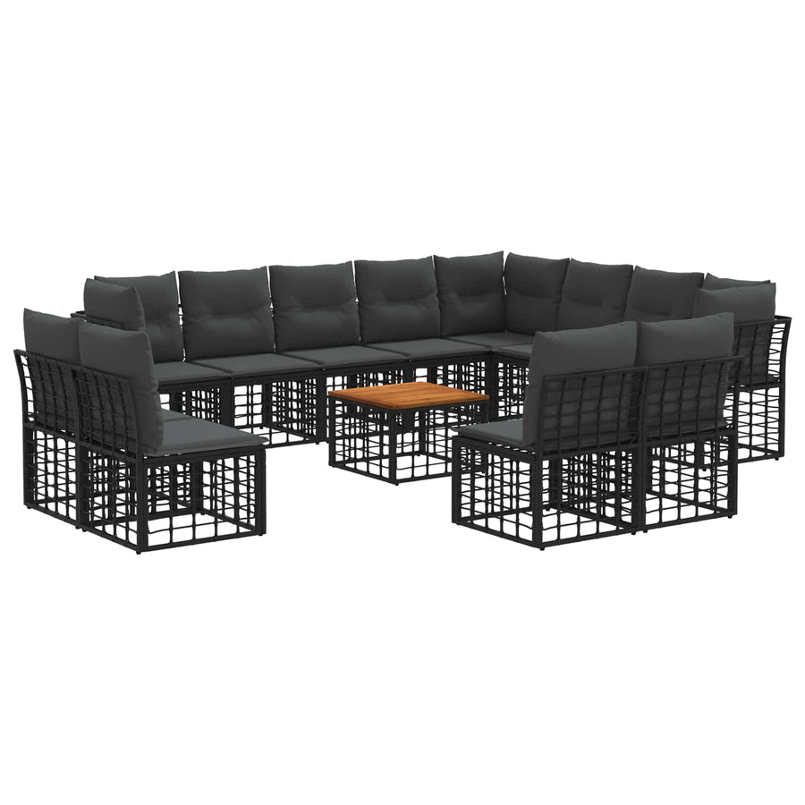 Buiten bankenset 13 pcs Zwart en Donkergrijs Polyester