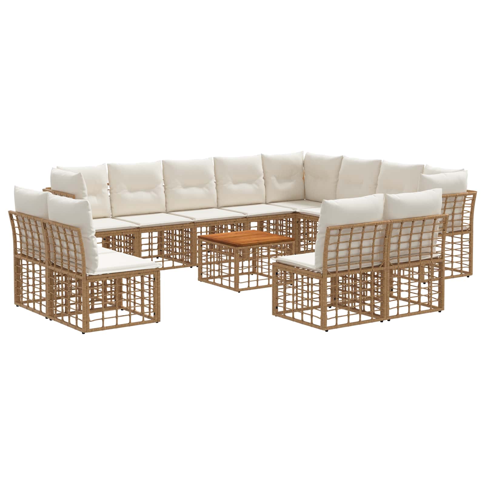 Buiten bankenset 13 pcs Natuurlijk en Crème Wit Polyester
