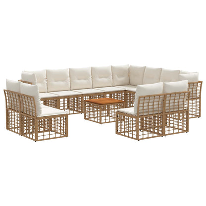 Buiten bankenset 13 pcs Natuurlijk en Crème Wit Polyester