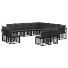 Loungeset 13-delig poly rattan zwart donkergrijs