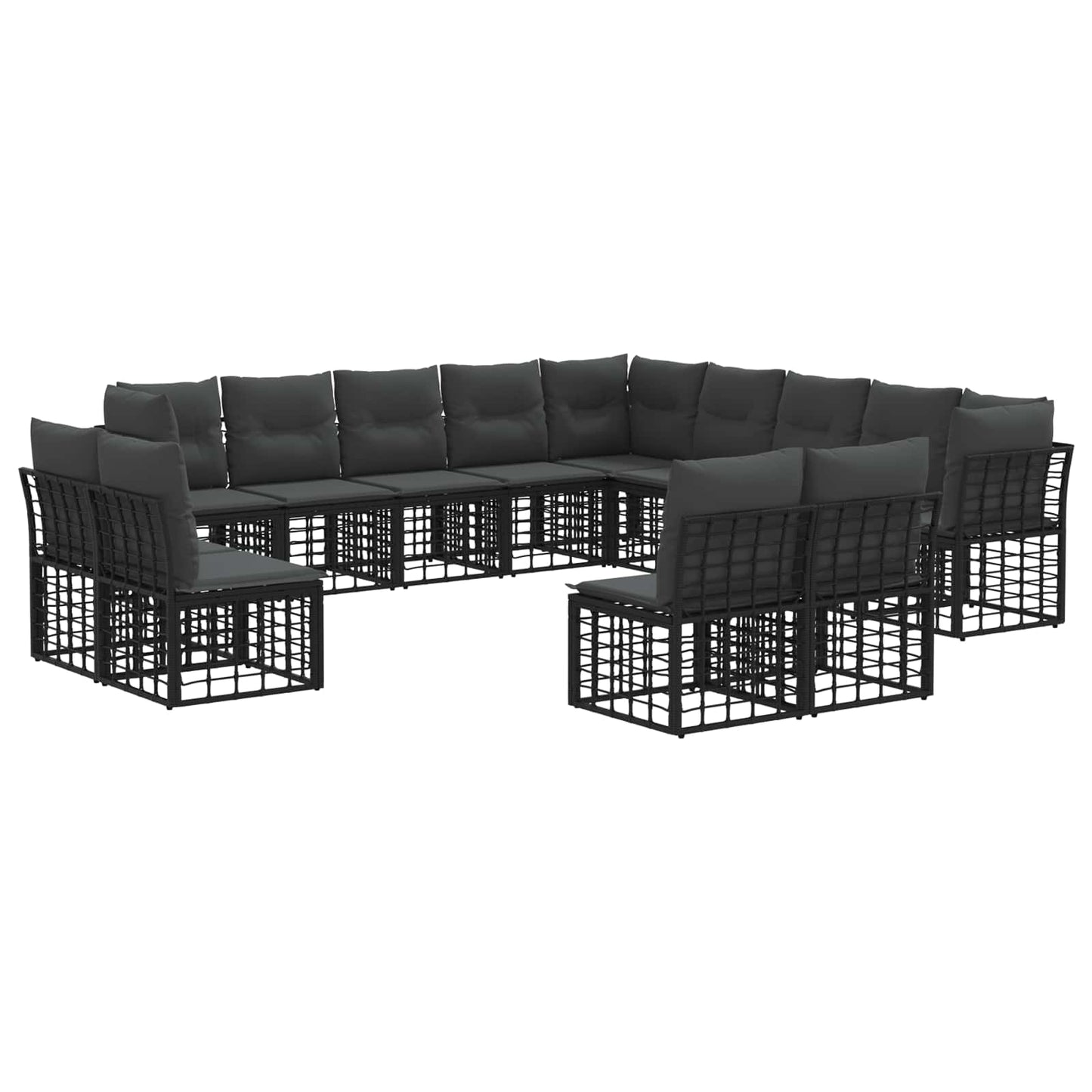Buiten bankenset 13 pcs Zwart en Donkergrijs Polyester