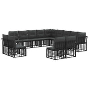 Loungeset 13-delig poly rattan zwart donkergrijs