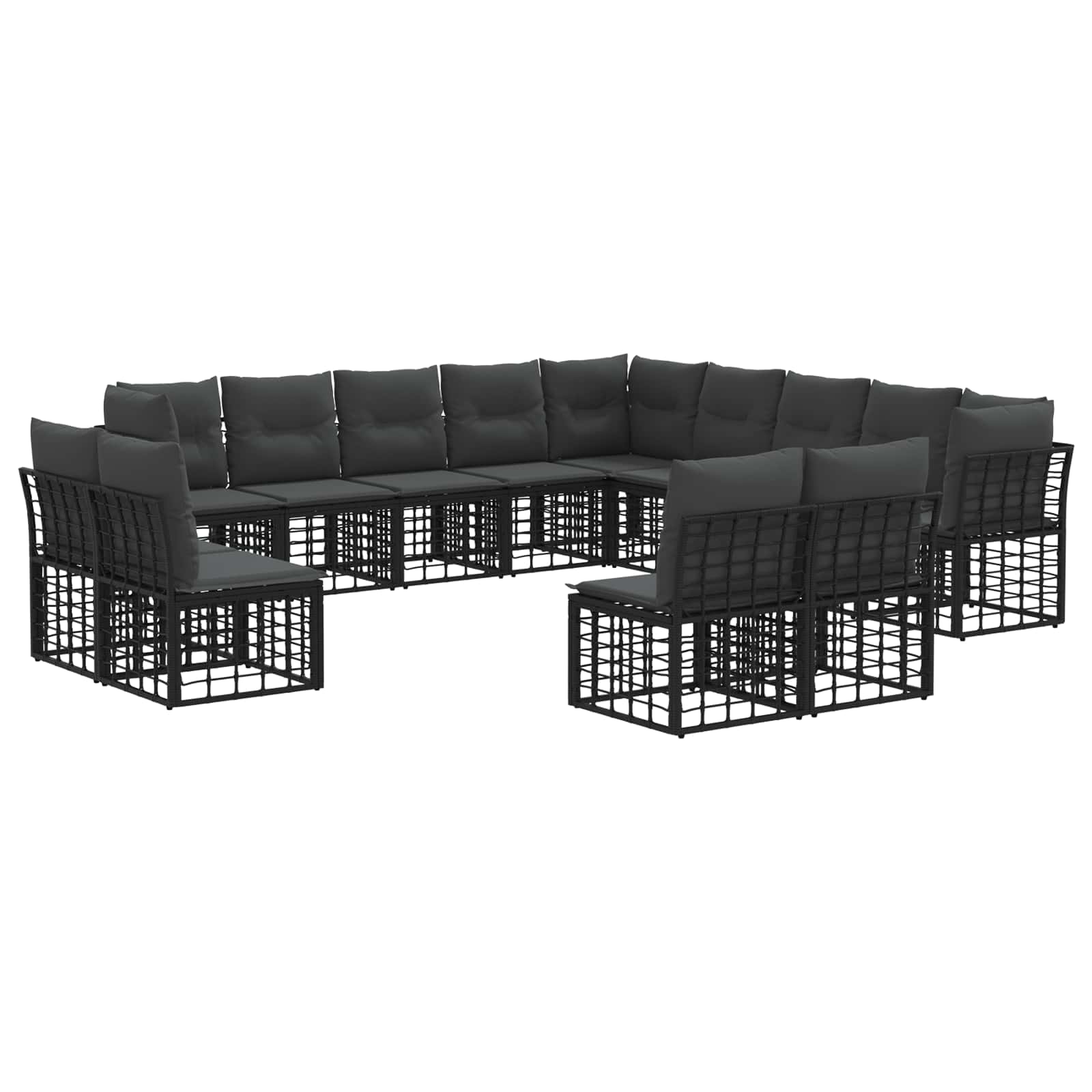 Buiten bankenset 13 pcs Zwart en Donkergrijs Polyester