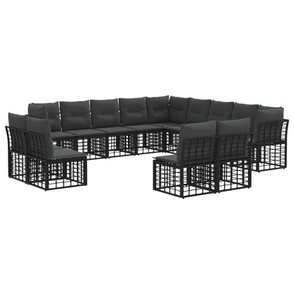 Buiten bankenset 13 pcs Zwart en Donkergrijs Polyester