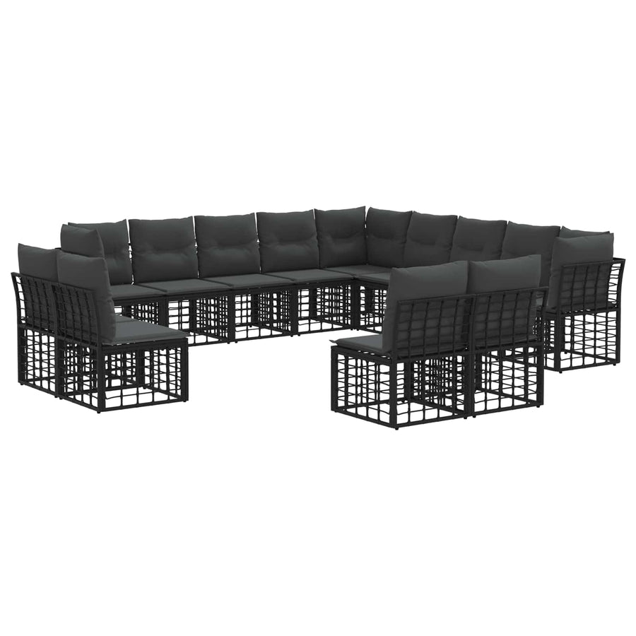 Buiten bankenset 13 pcs Zwart en Donkergrijs Polyester