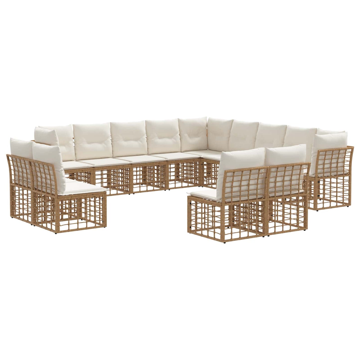 Buiten bankenset 13 pcs Natuurlijk en Crème Wit Polyester