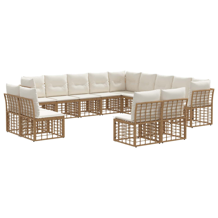 Buiten bankenset 13 pcs Natuurlijk en Crème Wit Polyester