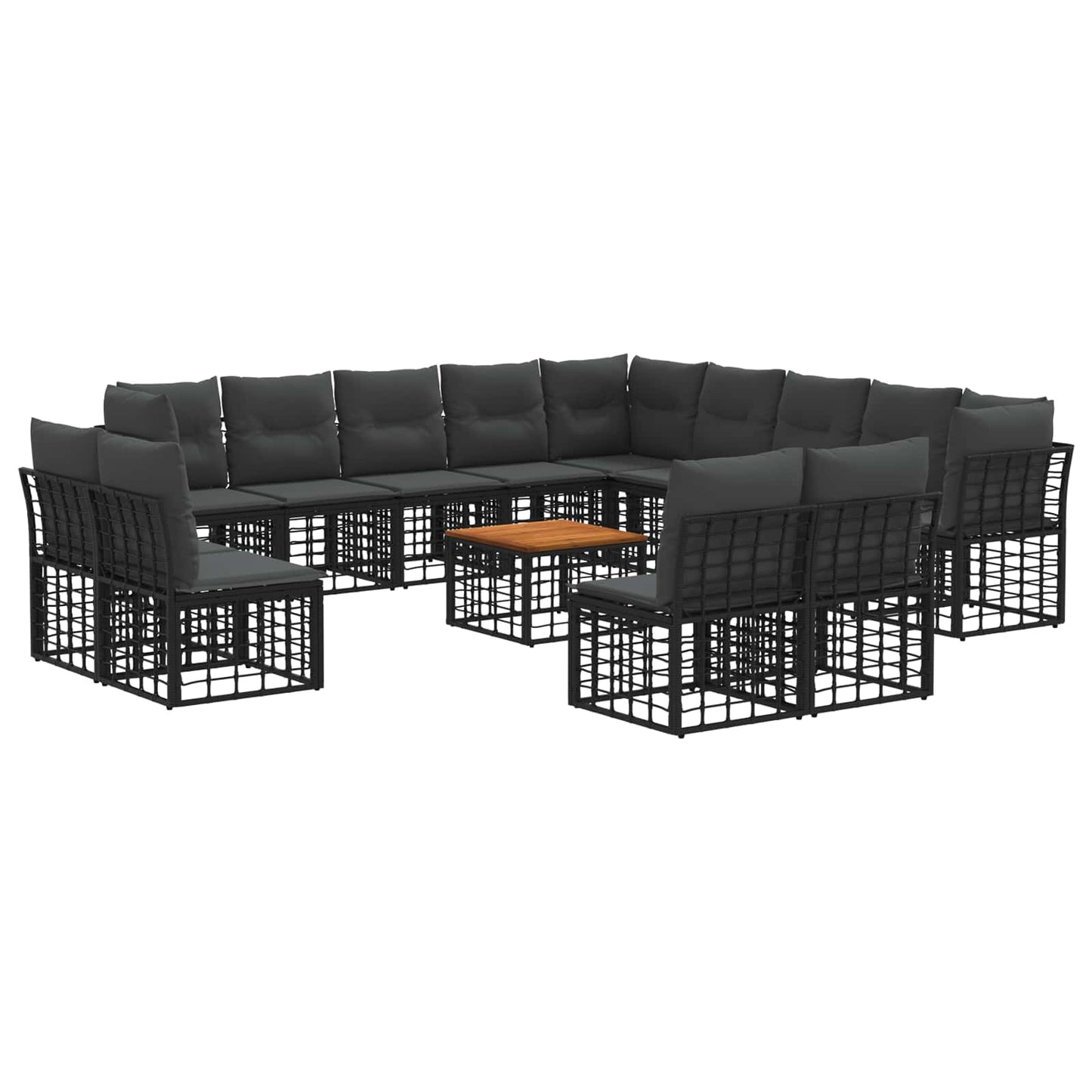 Buiten bankenset 14 pcs Zwart en Donkergrijs Polyester