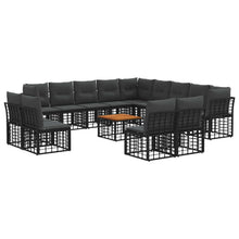 Buiten bankenset 14 pcs Zwart en Donkergrijs Polyester