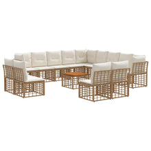 Buiten bankenset 14 pcs Natuurlijk en Crème Wit Polyester