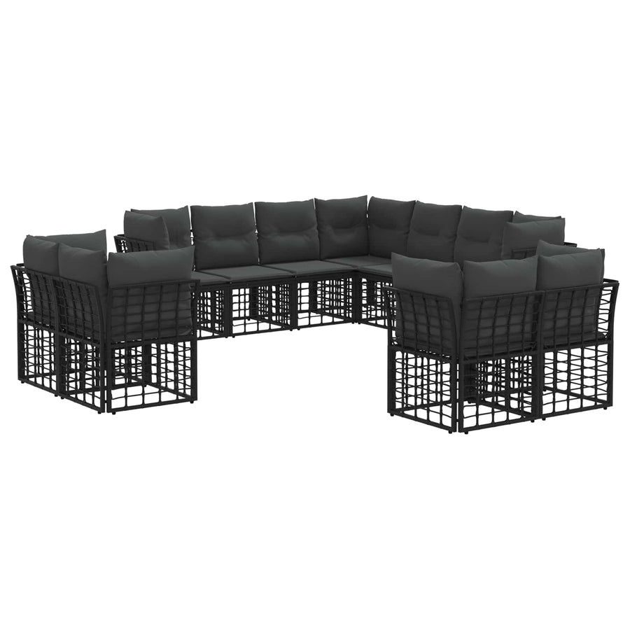 Buiten bankenset Zwart en Donkergrijs Polyester